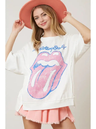 Rolling Stones Oversized Graphic Tee - Livie James Boutiqueshirt