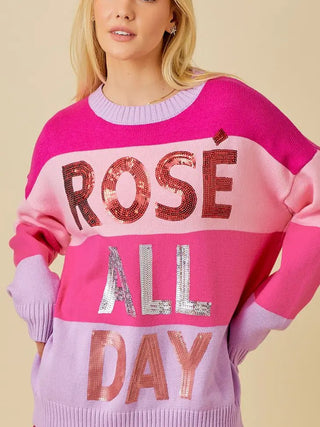 Rosé All Day Oversized Sweater - Livie James Boutiquesweater
