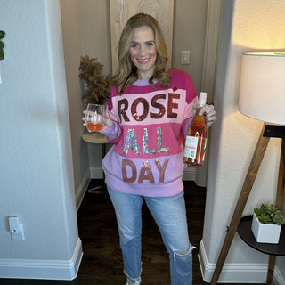 Rosé All Day Oversized Sweater - Livie James Boutiquesweater