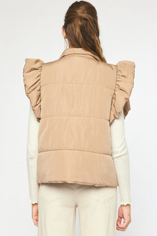 Ruffle Sleeve Puffer Vest - Livie James Boutiquevest