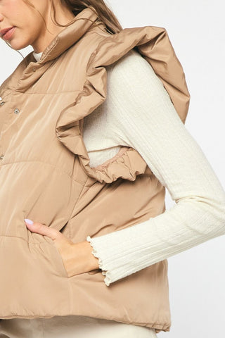 Ruffle Sleeve Puffer Vest - Livie James Boutiquevest