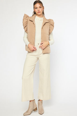 Ruffle Sleeve Puffer Vest - Livie James Boutiquevest