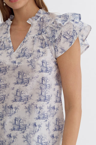 Ruffle Sleeve Toile Top - Livie James Boutiqueshirt