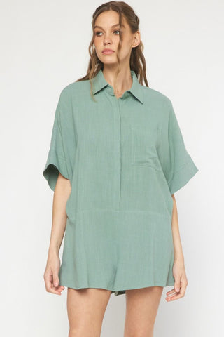 Sage Drop Waist Romper - Livie James BoutiqueRomper