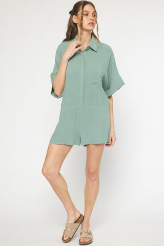 Sage Drop Waist Romper - Livie James BoutiqueRomper
