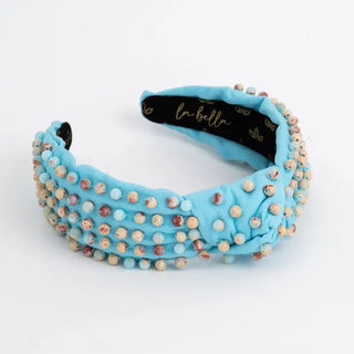 Salt & Sand Jasper Beaded Canvas Headband - Livie James Boutique