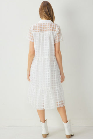 Sheer Grid Midi Dress - Livie James Boutiquedress
