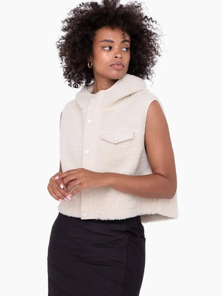 Sherpa Cropped Hoodie Vest - Livie James Boutiquevest