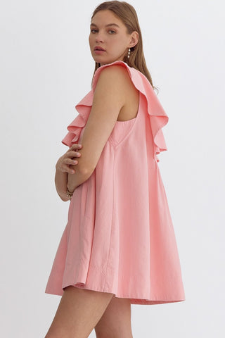 Soft Pink Ruffle V-Neck Dress - Livie James Boutiquedress