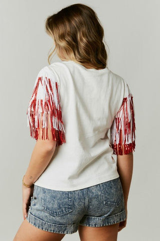 Sparkle and Shine Fringe Sleeve Top - Livie James Boutiqueshirt