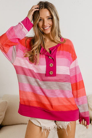 Spring Break Striped Henley Top - Livie James Boutiqueshirt