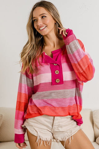 Spring Break Striped Henley Top - Livie James Boutiqueshirt