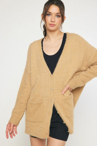 Taupe Open Front Cardigan - Livie James Boutiquesweater
