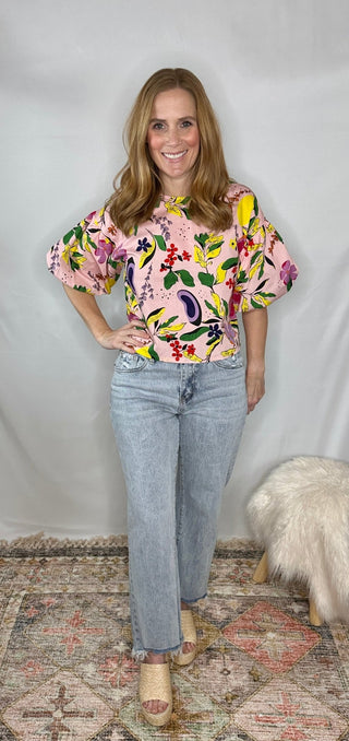 Tropical Bubble Sleeve Top - Livie James Boutiqueshirt