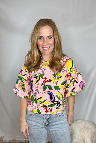 Tropical Bubble Sleeve Top - Livie James Boutiqueshirt