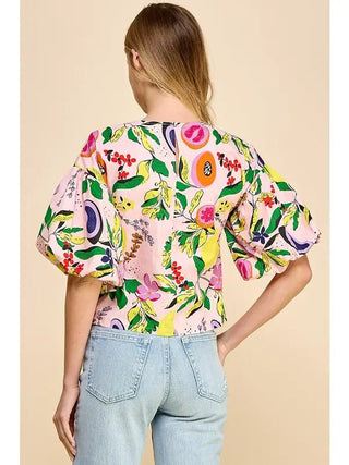 Tropical Bubble Sleeve Top - Livie James Boutiqueshirt