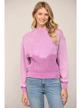 Wild Orchids Contrast Knit Sweatshirt - Livie James Boutiqueshirt