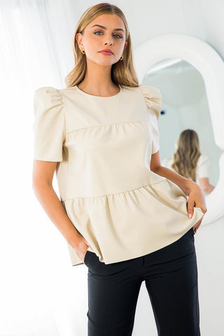 Winter Vibes Faux Leather Top - Livie James Boutique