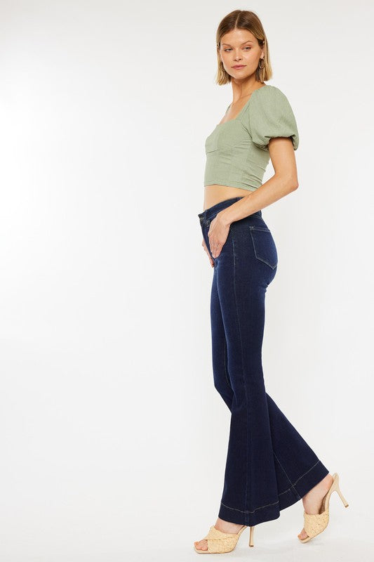 Kan Can High Rise Dark Wash Flare Jeans