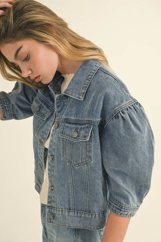 Puff Sleeve Denim Jacket