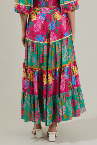 Marina Tropical Tiered Maxi Skirt