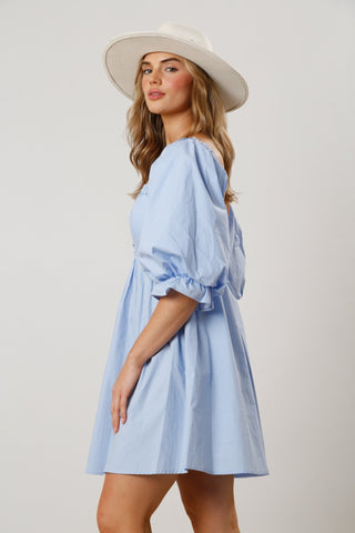 Blue Skies Puff Sleeve Dress - Livie James Boutiquedress