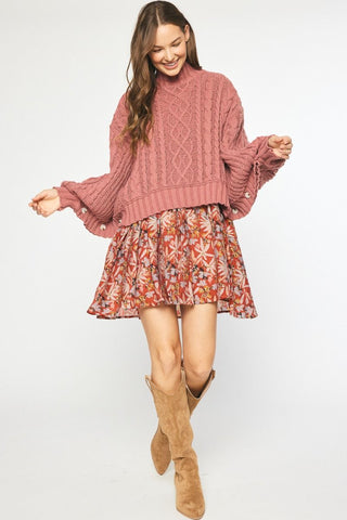 Cable Knit Poncho Sweater - Livie James Boutiquesweater