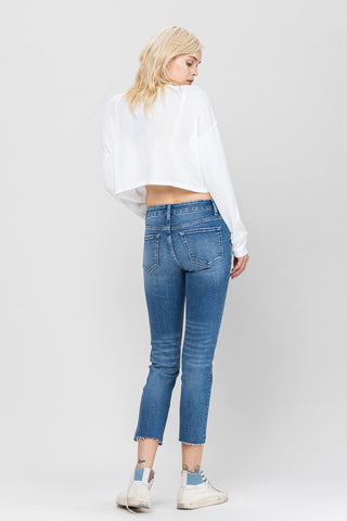 Carlene Mid Rise Slim Straight Crop Jeans - Livie James Boutique
