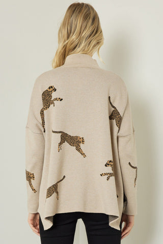 Cheetah Mock Neck Sweater - Livie James Boutique