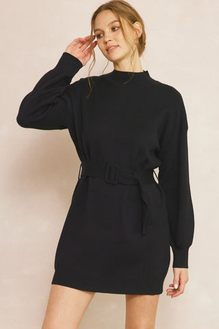 Cozy Little Black Sweater Dress - Livie James Boutiquedress
