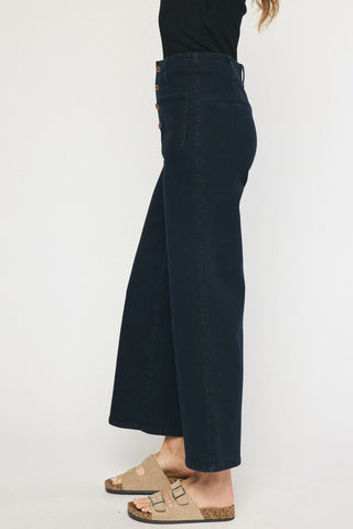 Dark Denim Wide Leg Cropped Jeans - Livie James BoutiquePants