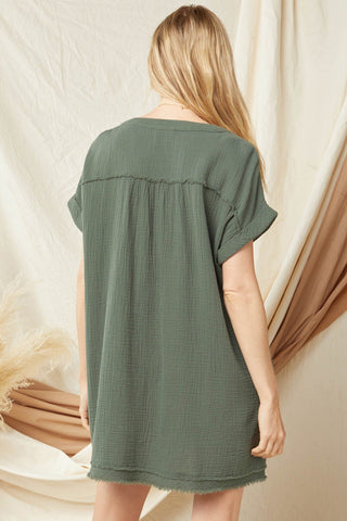 Distressed Sleeve Dress - Livie James Boutique