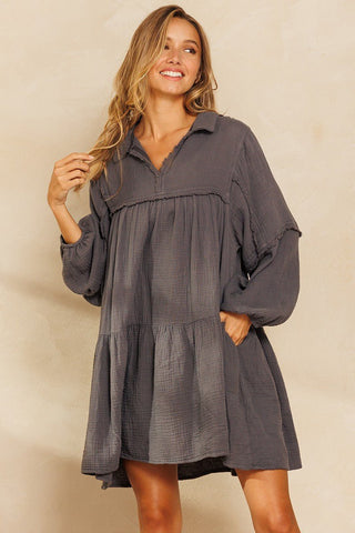 Fall Charcoal Tiered Dress - Livie James Boutique