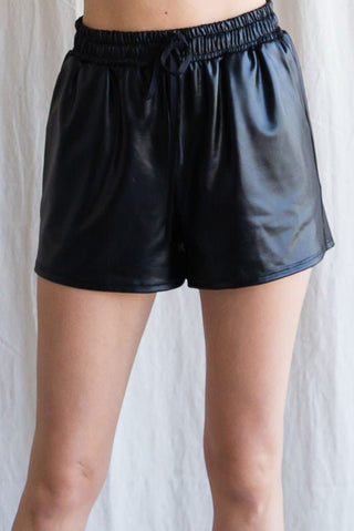 Faux Leather Drawstring Shorts - Livie James Boutique