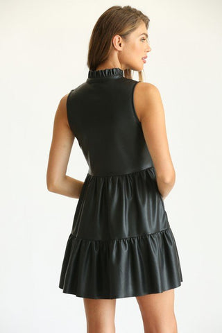 Faux Leather Sleeveless Dress - Livie James Boutique