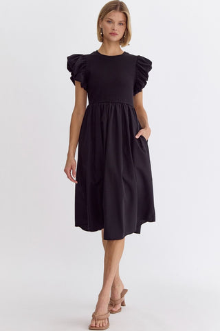 Flirty Black Midi Dress - Livie James Boutiquedress