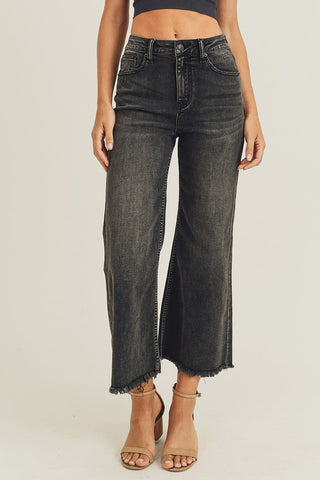 Frayed Wide Ankle Jeans - Livie James Boutique