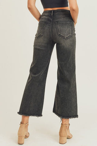 Frayed Wide Ankle Jeans - Livie James Boutique