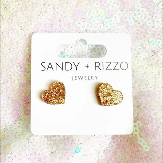 Gold Glitter Heart Stud Earrings - Livie James Boutiqueearrings