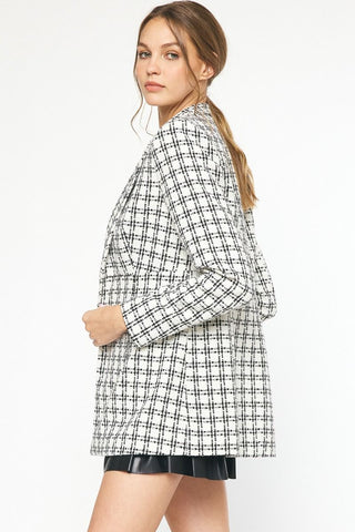 Grid Print Blazer - Livie James Boutiquejacket