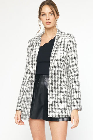 Grid Print Blazer - Livie James Boutiquejacket