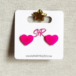 Hot Pink Heart Stud Earrings - Livie James Boutiqueearrings