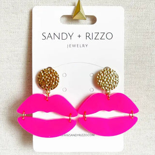 Hot Pink Lips Earrings - Livie James Boutiqueearrings