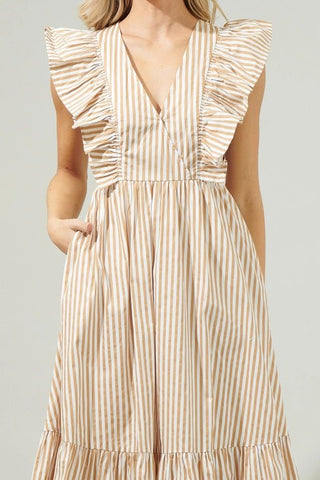 Luna Striped Surplice Midi Dress - Livie James Boutiquedress