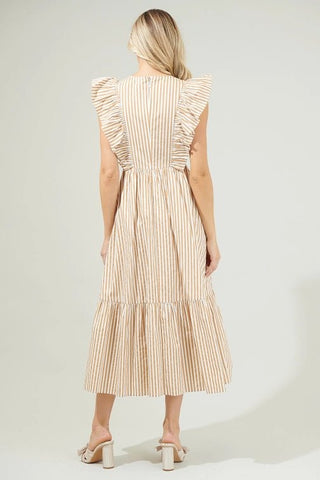 Luna Striped Surplice Midi Dress - Livie James Boutiquedress