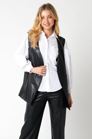 Nikki Faux Leather Vest - Livie James Boutiquevest