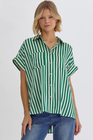 On the Green Striped Top - Livie James Boutiqueshirt