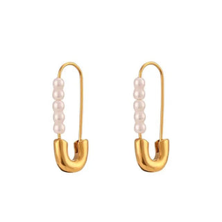 Pearl Safety Pin Earrings - Livie James Boutiqueearrings