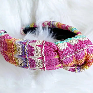Pink Multi-Color Rafia Headband - Livie James Boutique