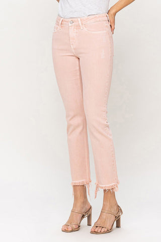 Powdery Pink Straight Cropped Jeans - Livie James BoutiqueJeans